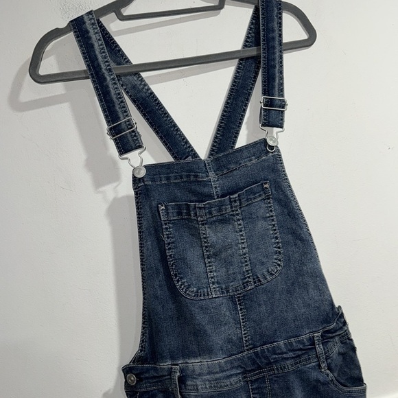 Wallflower Blue Denim Overalls crisscross back adjustale XL stretch - Picture 2 of 6
